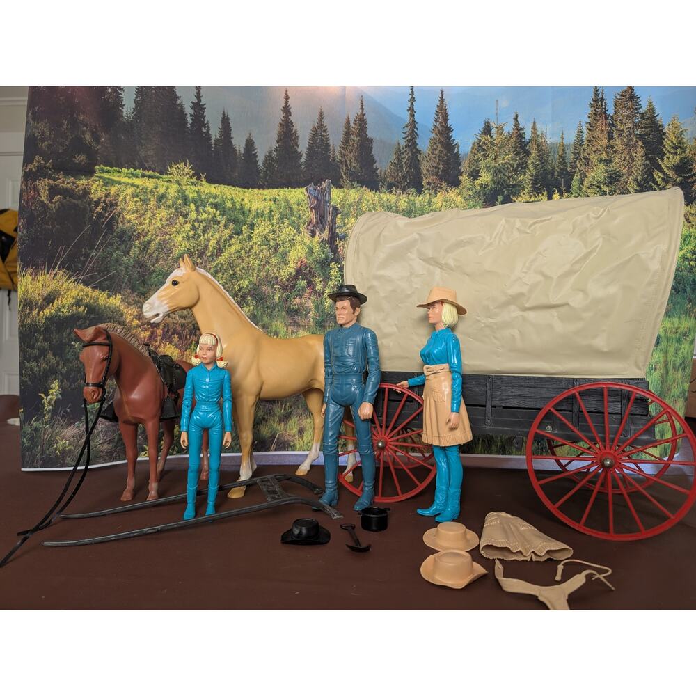 Vintage Johnny West Marx Collectables Covered Wagon Bundle